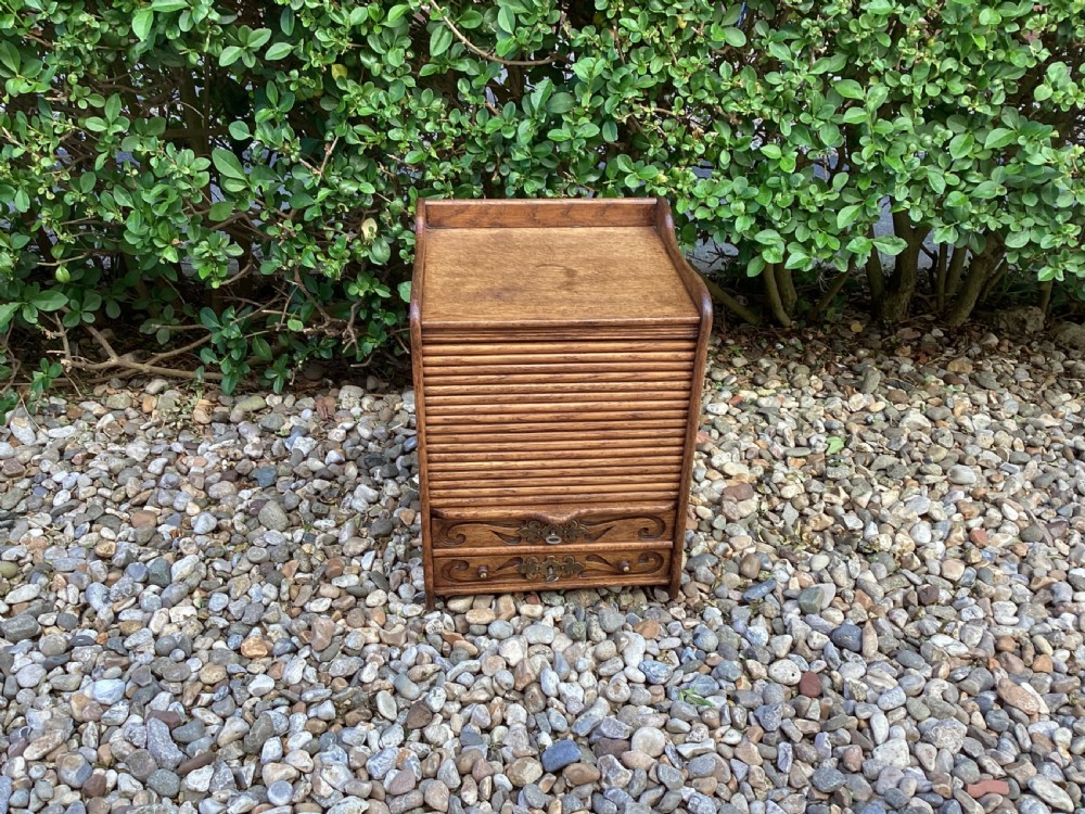 Edwardian tambour oak filing cabinet 