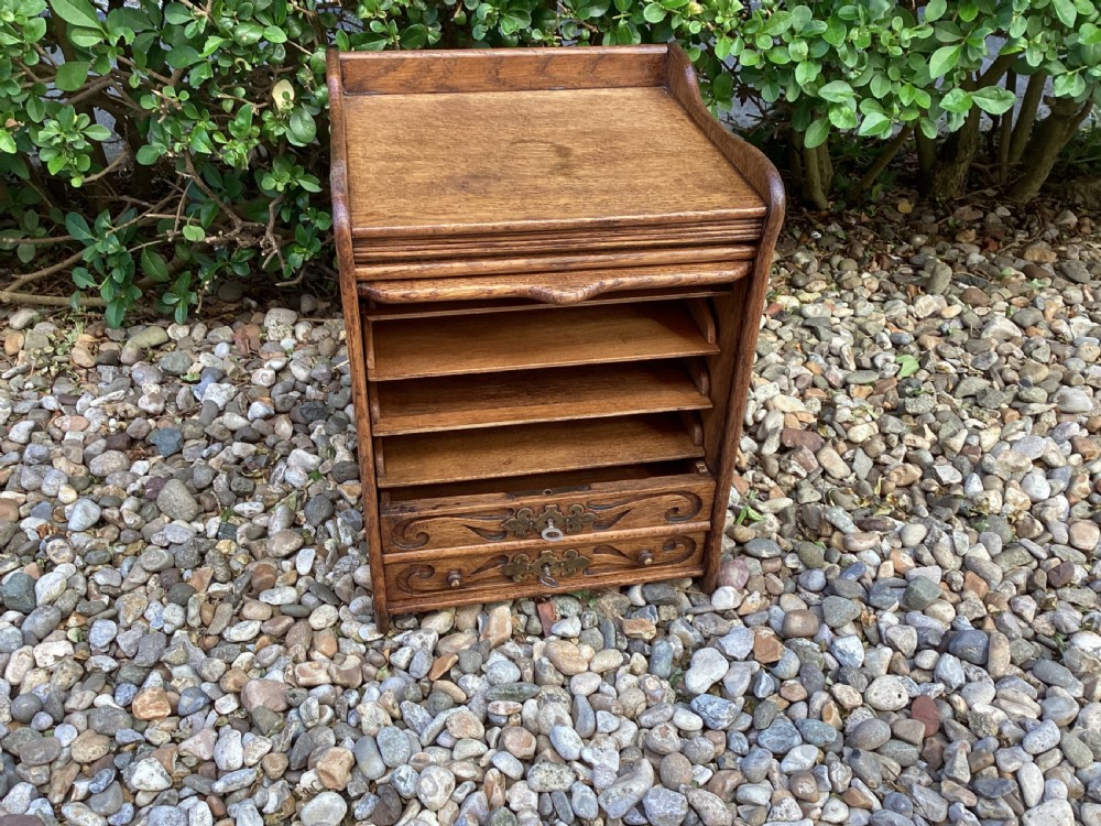 Edwardian tambour oak filing cabinet  View IV