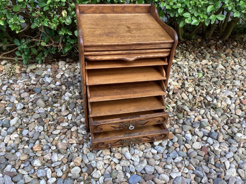 Edwardian tambour oak filing cabinet  View V