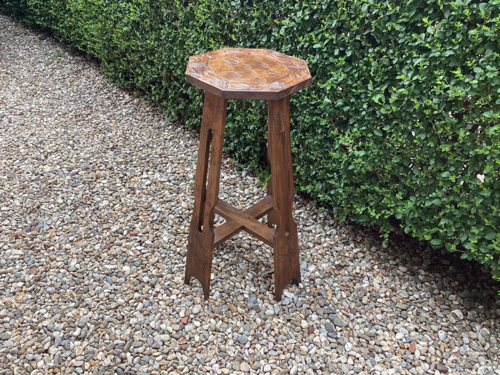 Liberty & Co Japanese carved Arts and Crafts plant stand View V