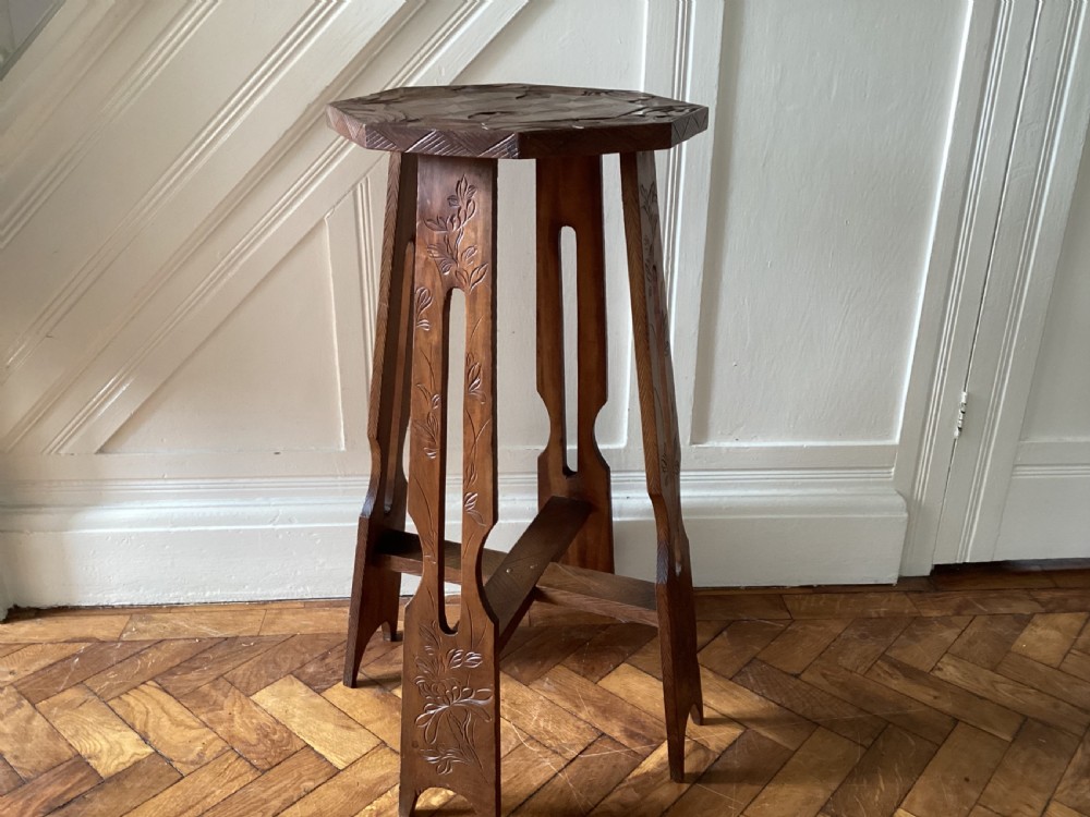 Liberty & Co Japanese carved Arts and Crafts plant stand View X