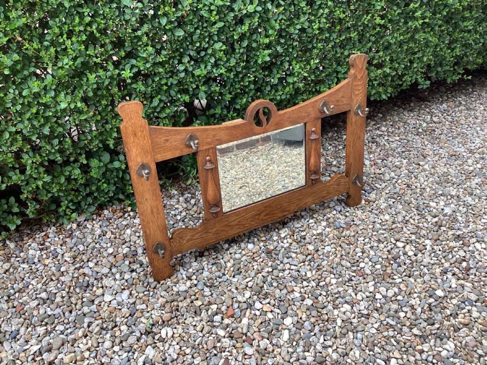 Antique Arts and Crafts oak hat/coat rack  View III