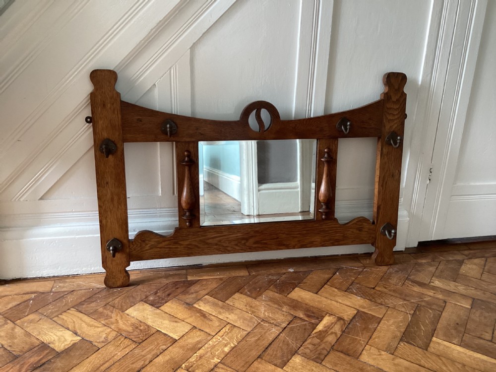 Antique Arts and Crafts oak hat/coat rack  View IV
