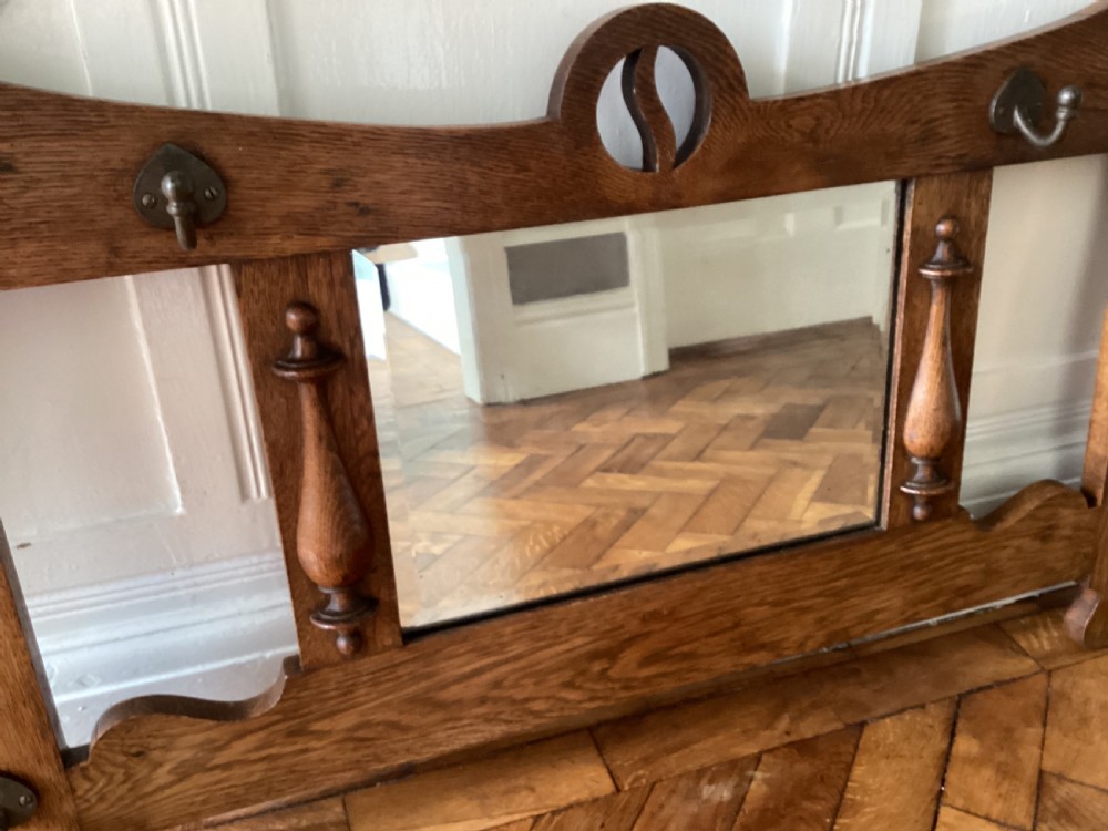Antique Arts and Crafts oak hat/coat rack  View V