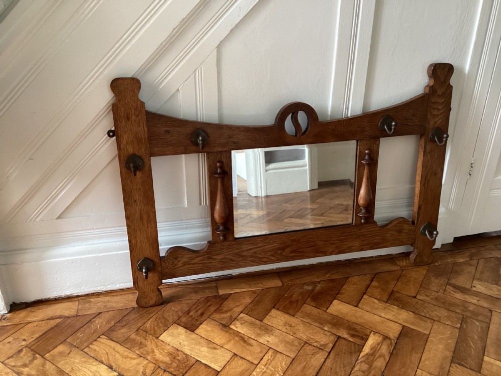 Antique Arts and Crafts oak hat/coat rack  View VII