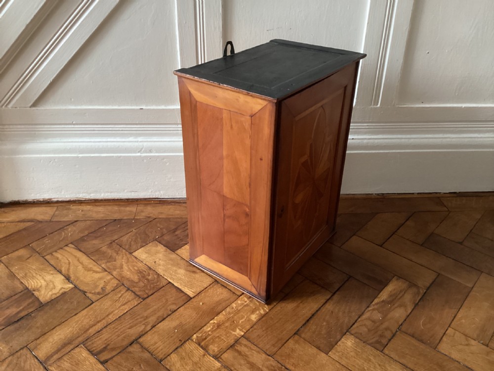 Antique French marquetry small hanging cupboard View X