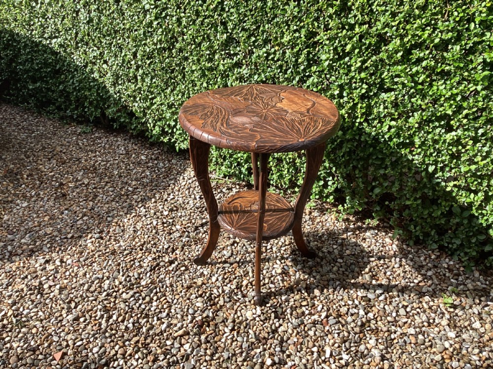 Antique Liberty and Co Japanese carved side table