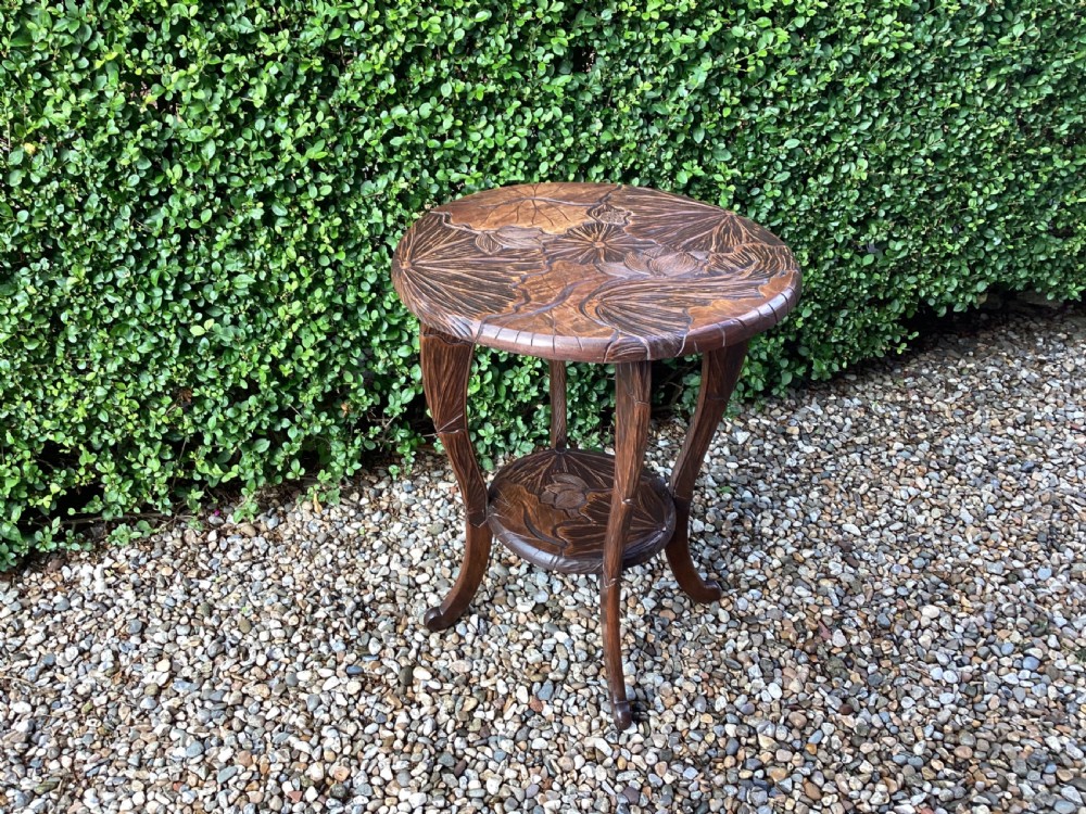 Antique Liberty and Co Japanese carved side table View III