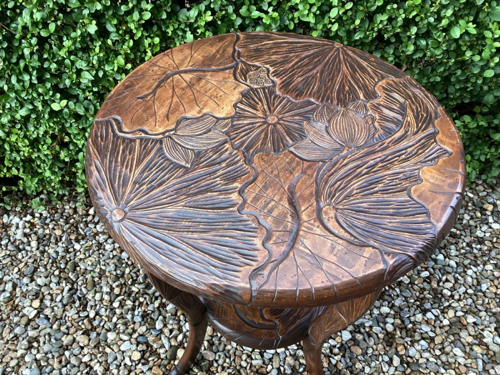 Antique Liberty and Co Japanese carved side table View IV