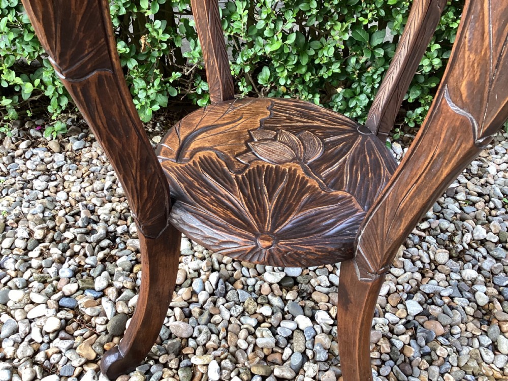 Antique Liberty and Co Japanese carved side table View V