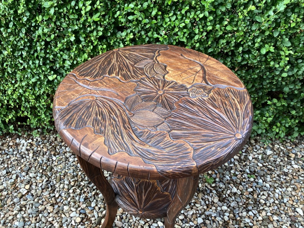 Antique Liberty and Co Japanese carved side table View VI