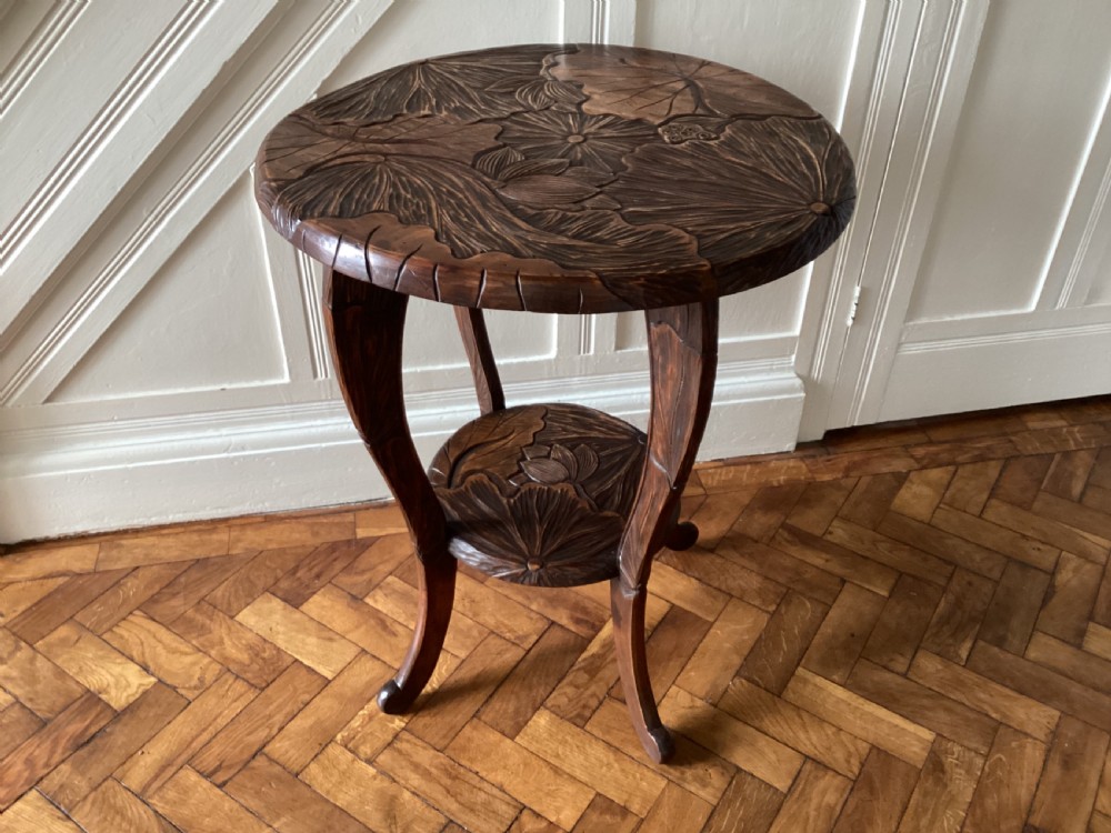 Antique Liberty and Co Japanese carved side table View X