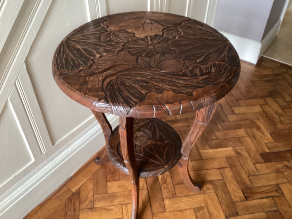 Antique Liberty and Co Japanese carved side table View XI