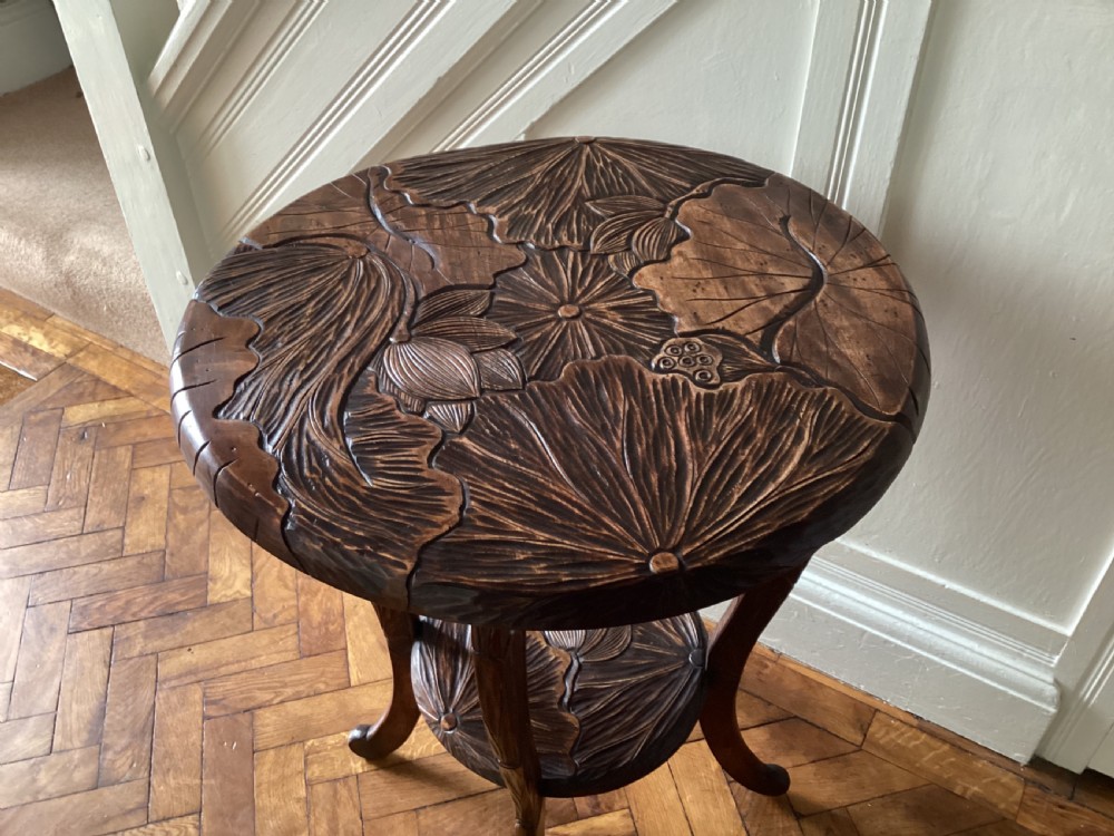 Antique Liberty and Co Japanese carved side table View XII