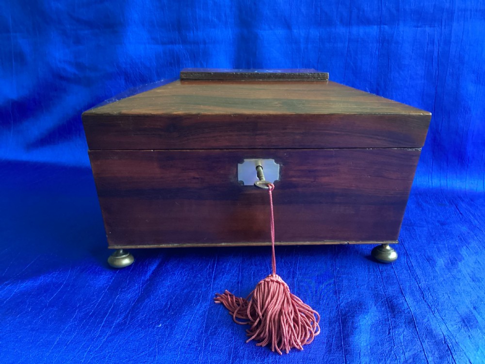 Antique Georgian rosewood Sarcophagus sewing box