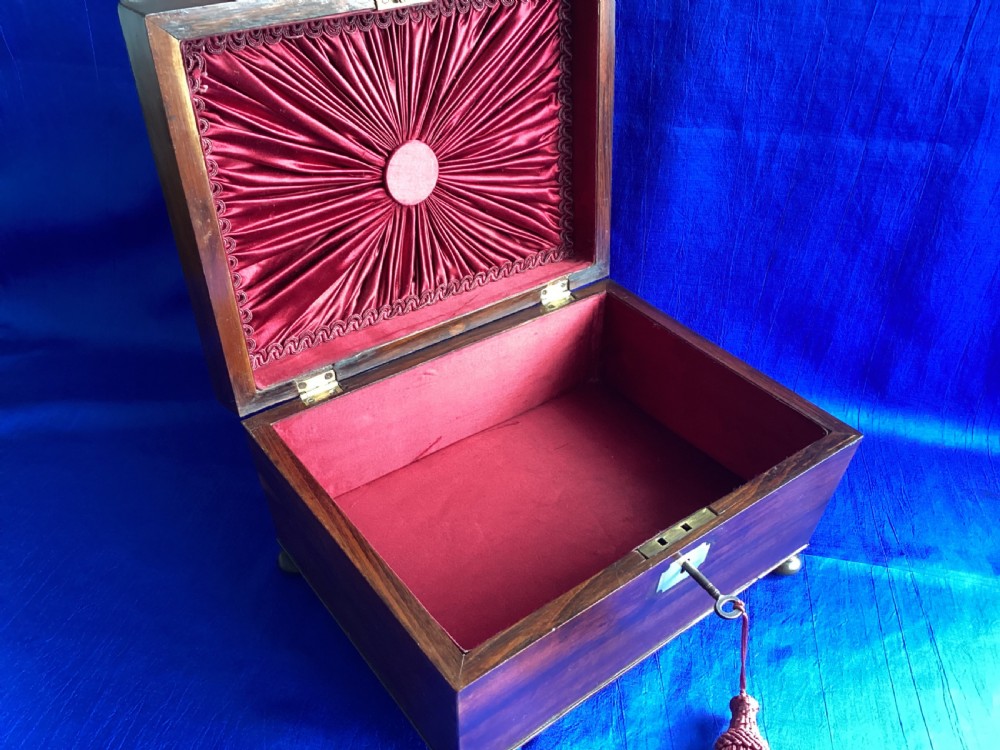 Antique Georgian rosewood Sarcophagus sewing box View VIII