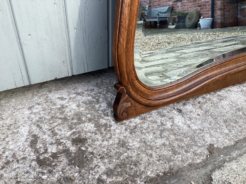 Antique French Louis XV oak over mantle mirror  View V