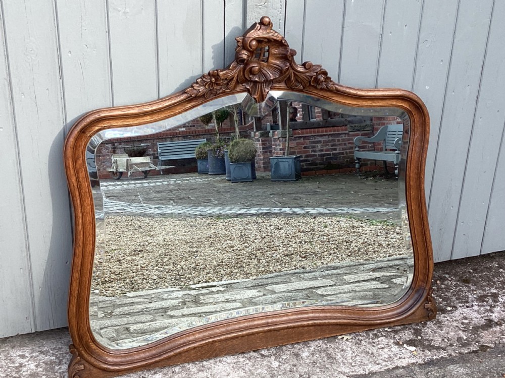 Antique French Louis XV oak over mantle mirror  View IX