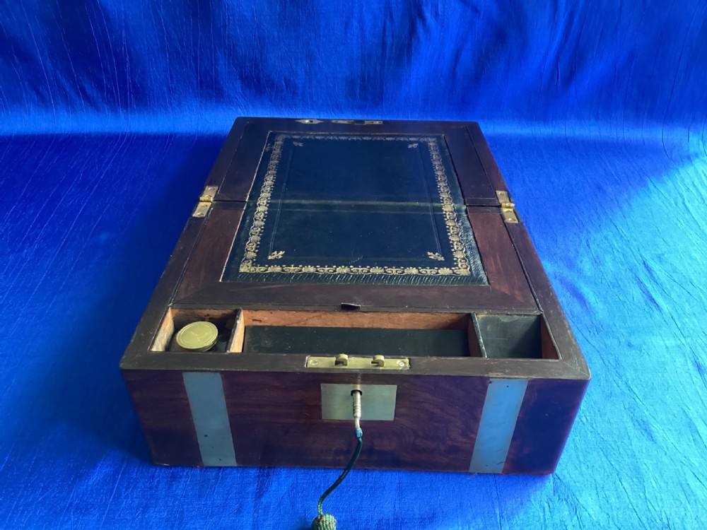 Victorian mahogany brass bound writing slope View VI