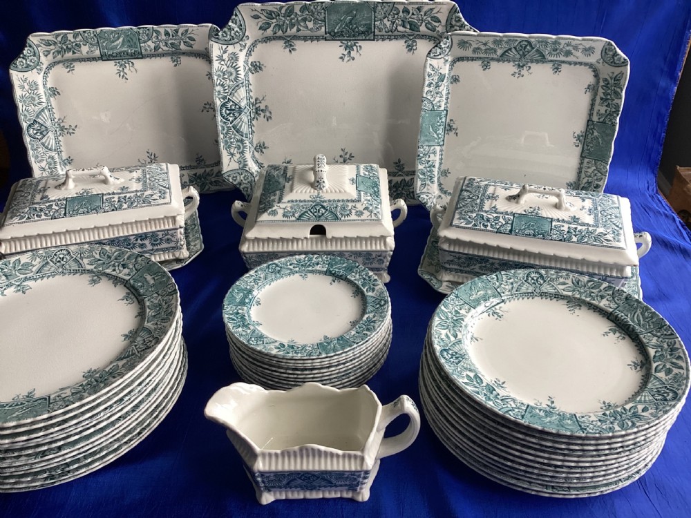 Victorian blue and white  aesthetic movement dinner service
