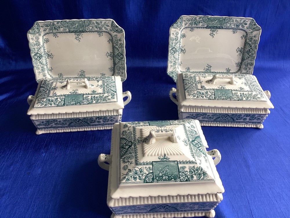 Victorian blue and white  aesthetic movement dinner service View III