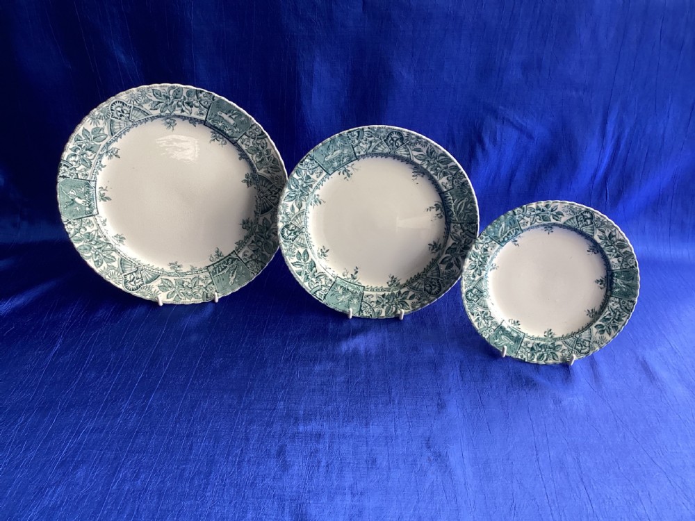 Victorian blue and white  aesthetic movement dinner service View V