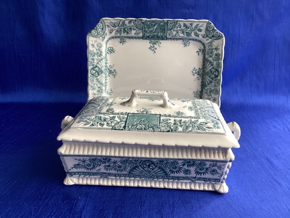 Victorian blue and white  aesthetic movement dinner service View X