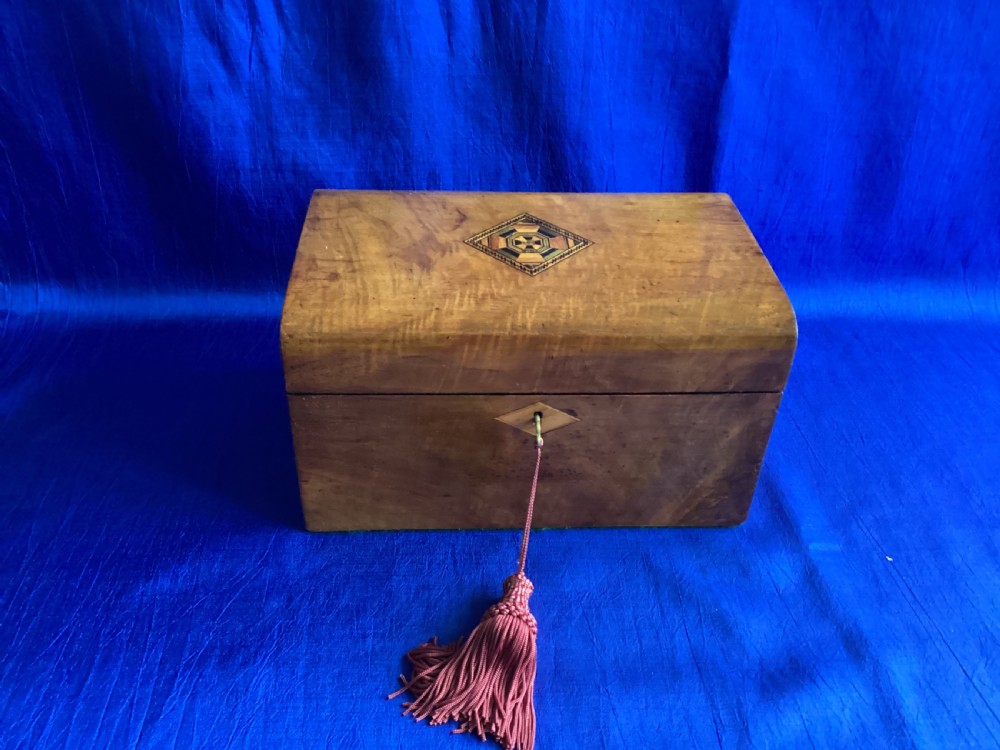 Victorian walnut domed jewellery box View II