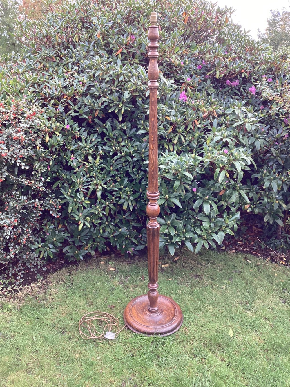 Edwardian oak standard lamp