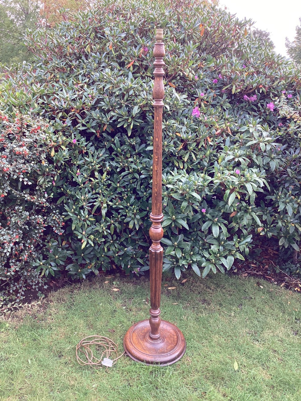 Edwardian oak standard lamp View III