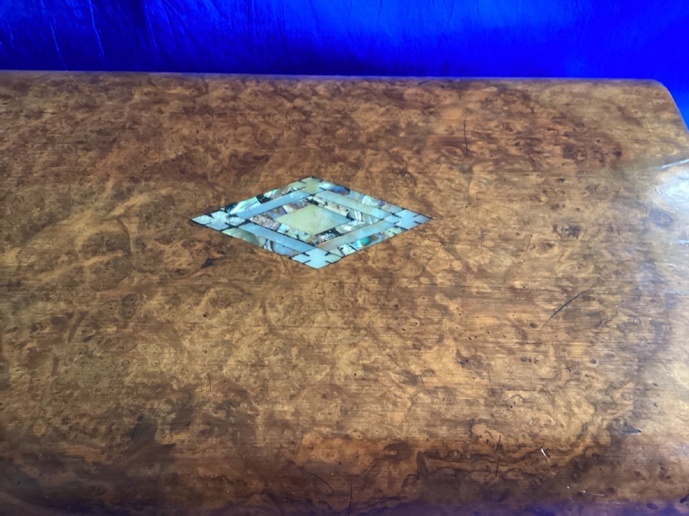 Victorian burr walnut domed writing slope View V