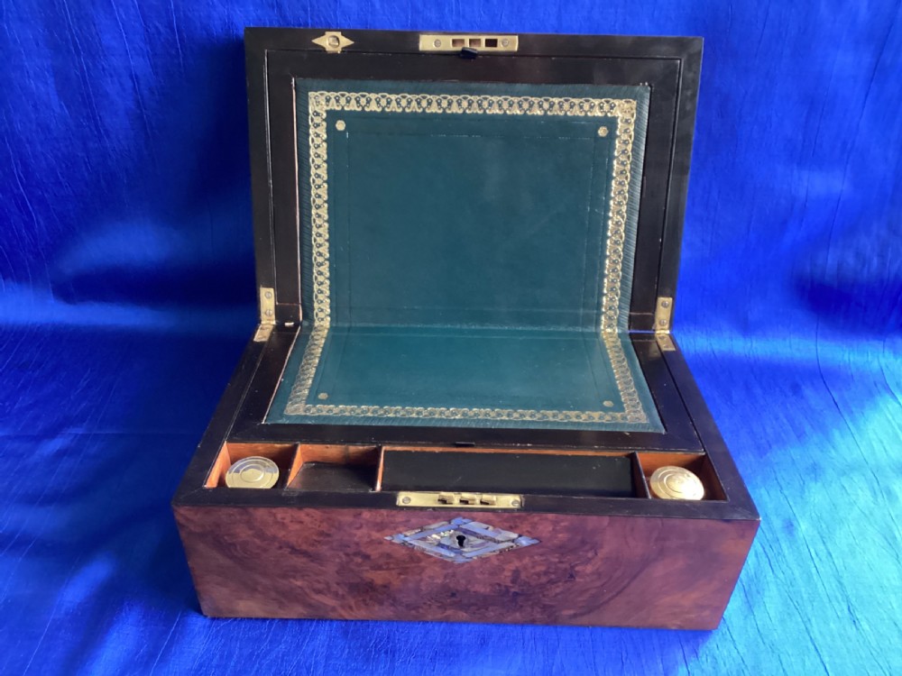 Victorian burr walnut domed writing slope View VI