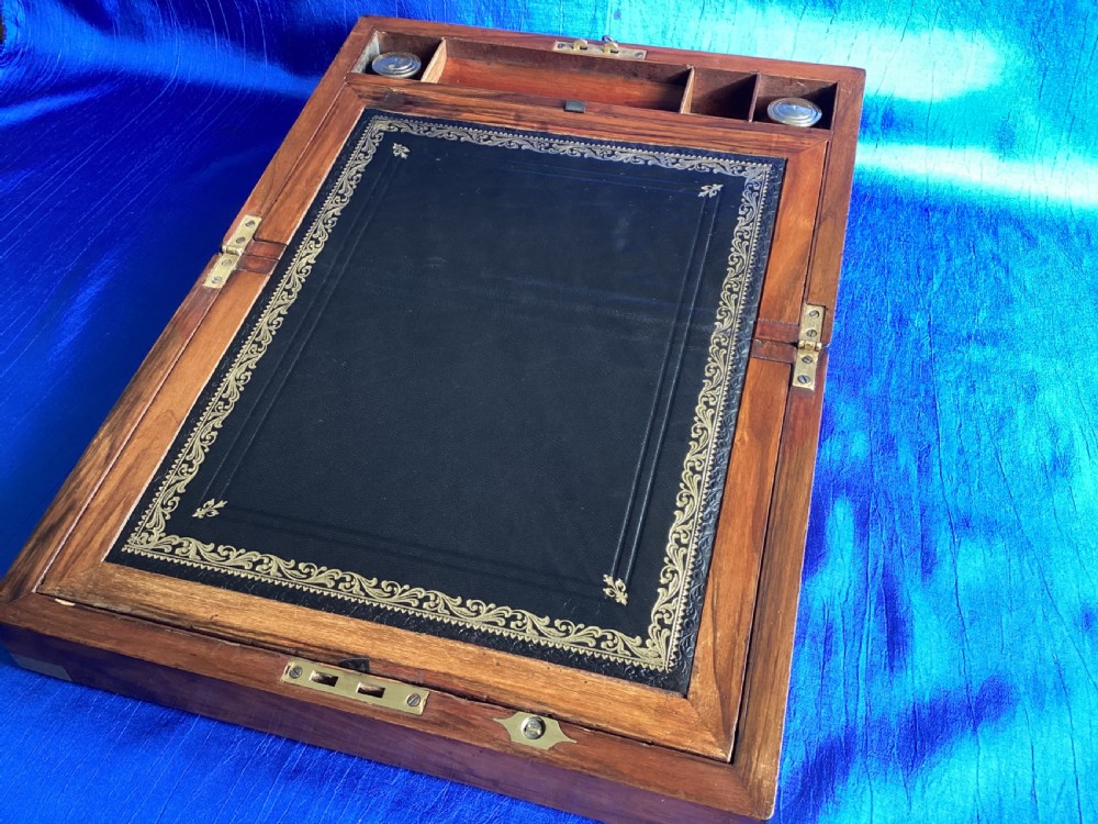 Victorian walnut brass bound writing slope View V