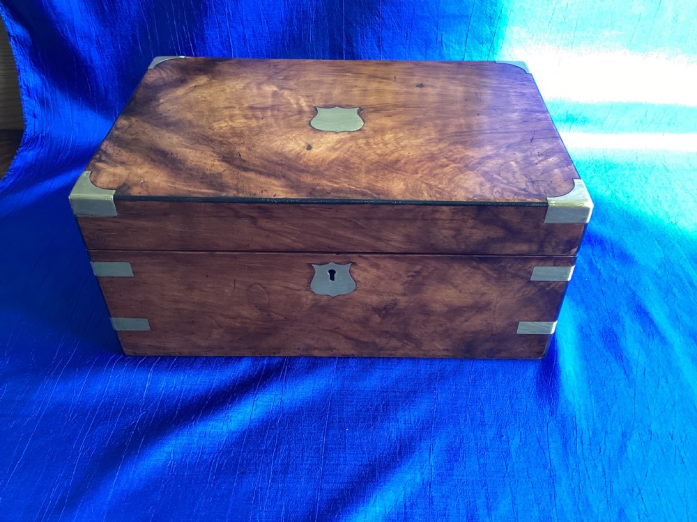 Victorian walnut brass bound writing slope View VI