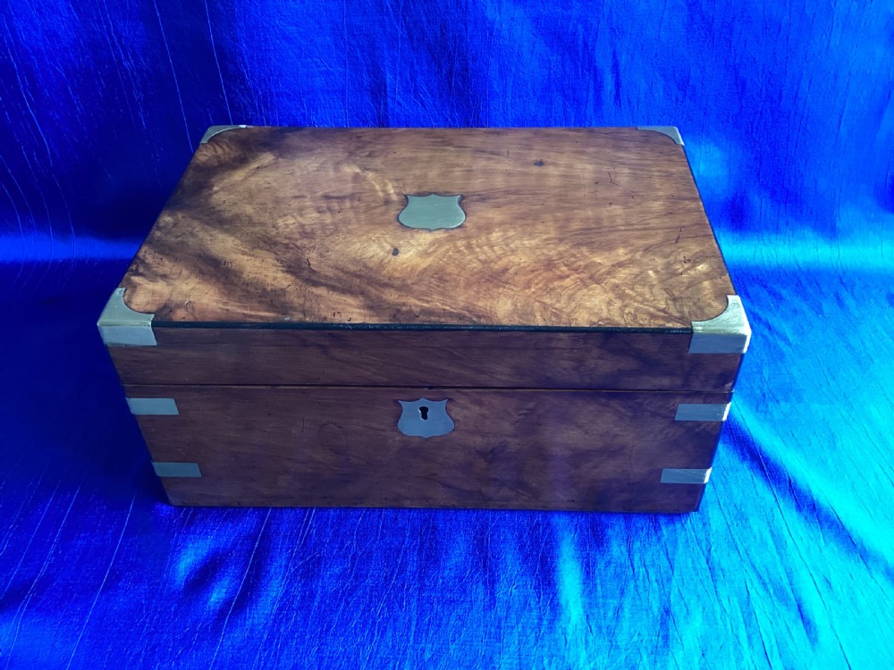 Victorian walnut brass bound writing slope View VII