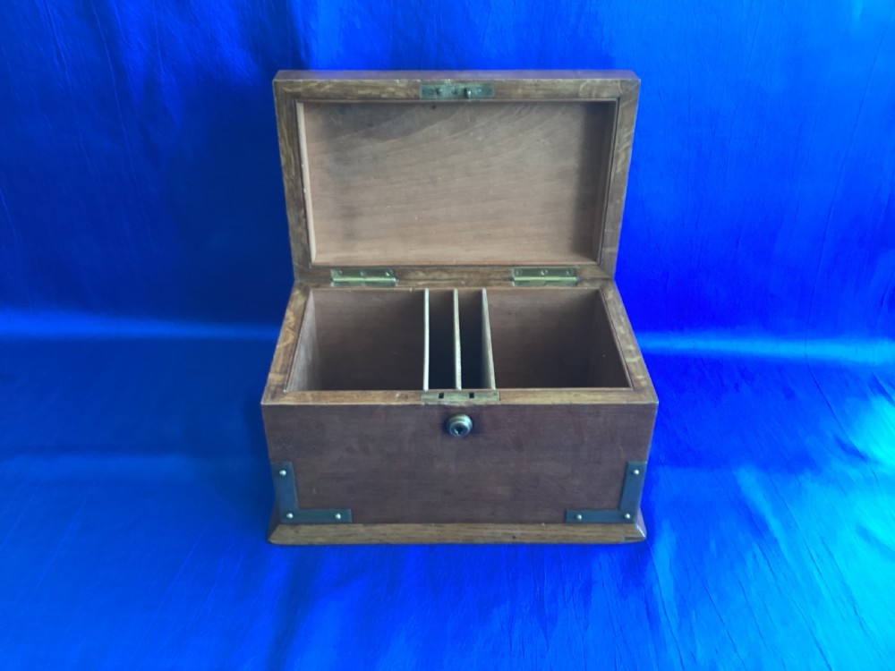 Edwardian brass bound oak cigar cabinet  View IV
