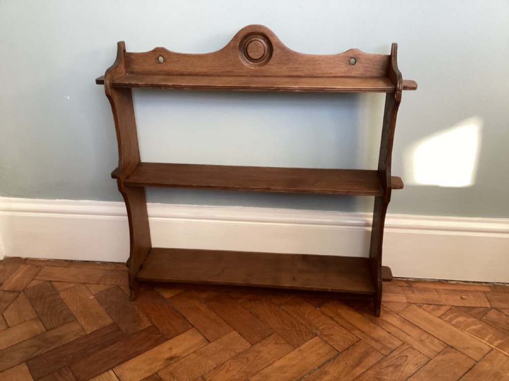Edwardian oak wall shelf
