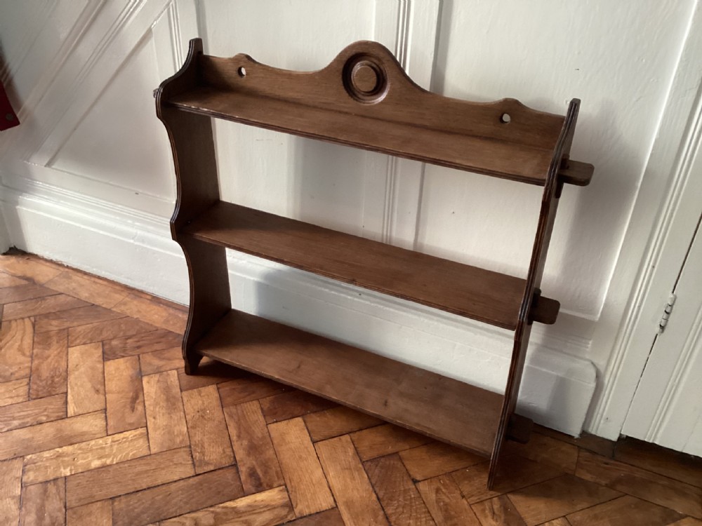 Edwardian oak wall shelf View II