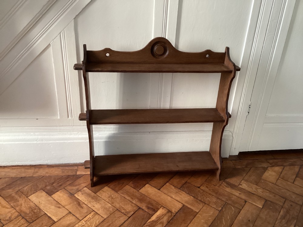 Edwardian oak wall shelf View III