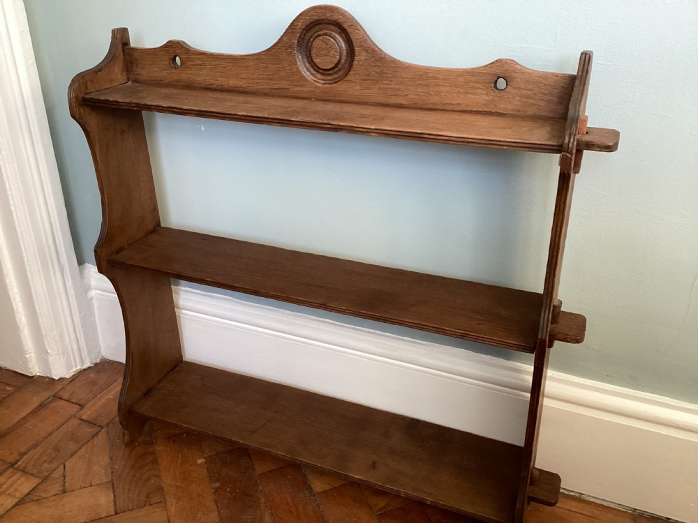 Edwardian oak wall shelf View IV