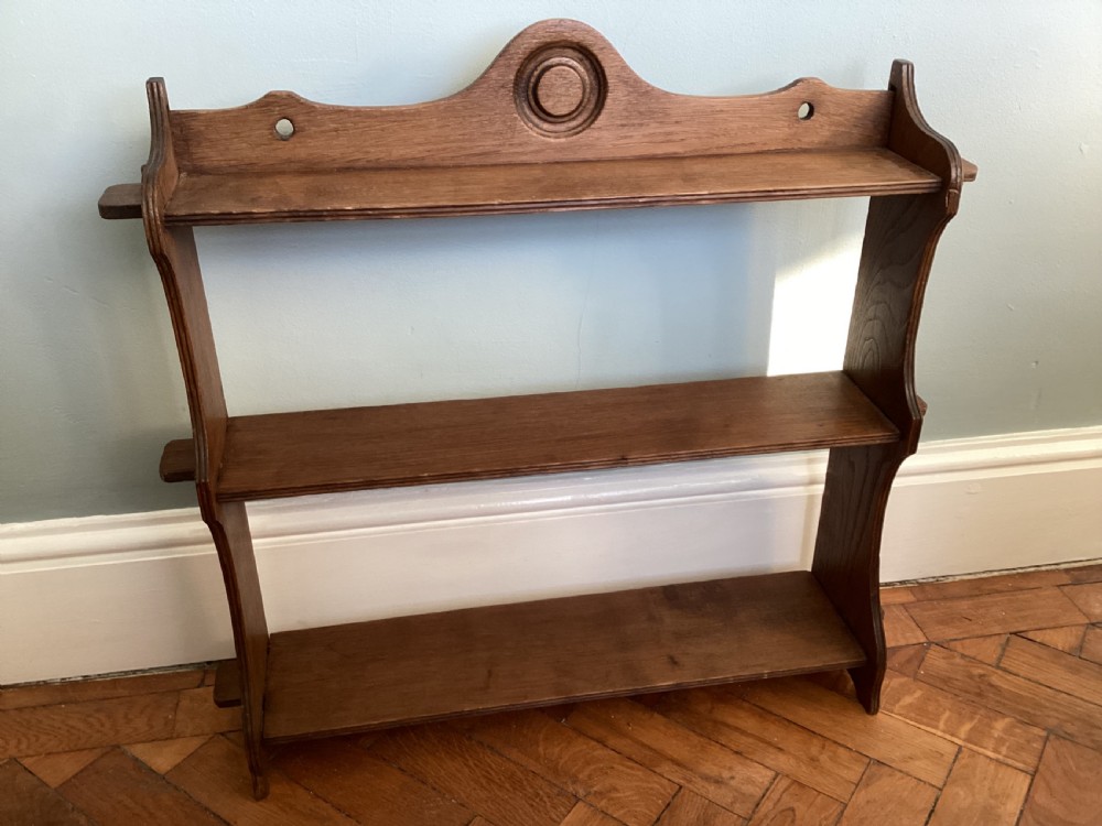Edwardian oak wall shelf View V