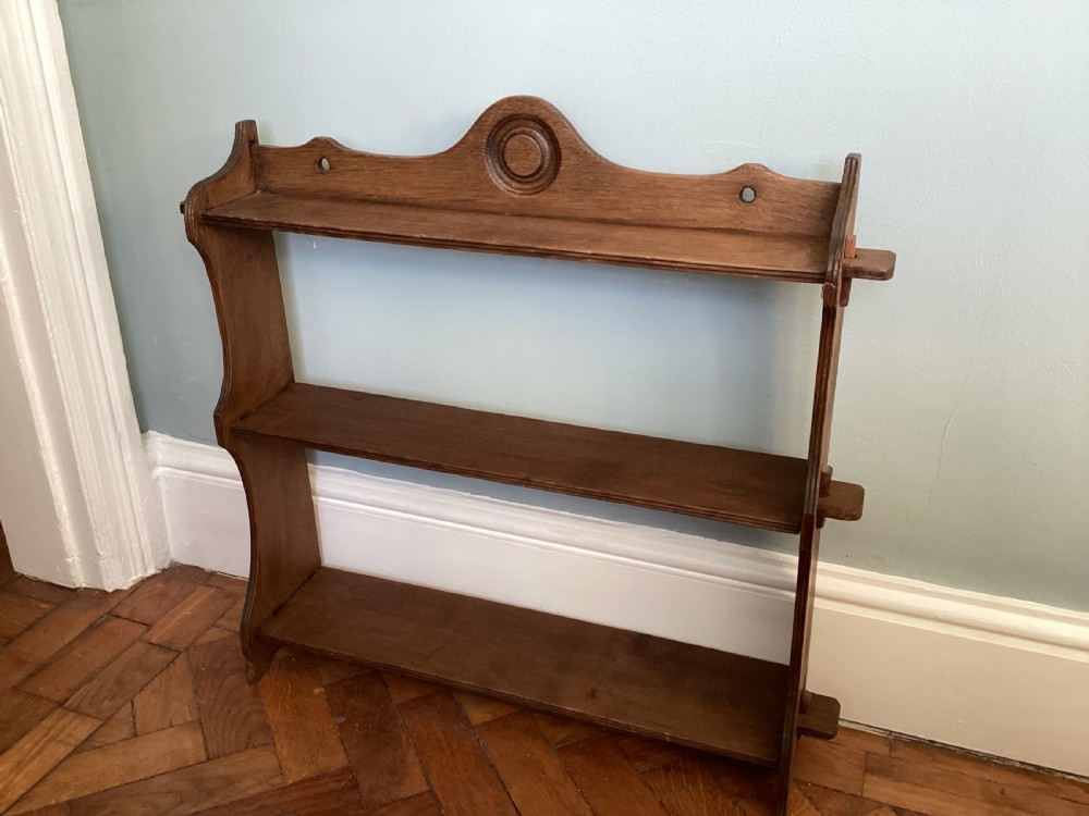 Edwardian oak wall shelf View VI