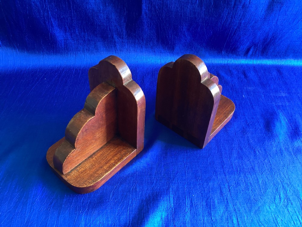 Art Deco mahogany book ends View VI
