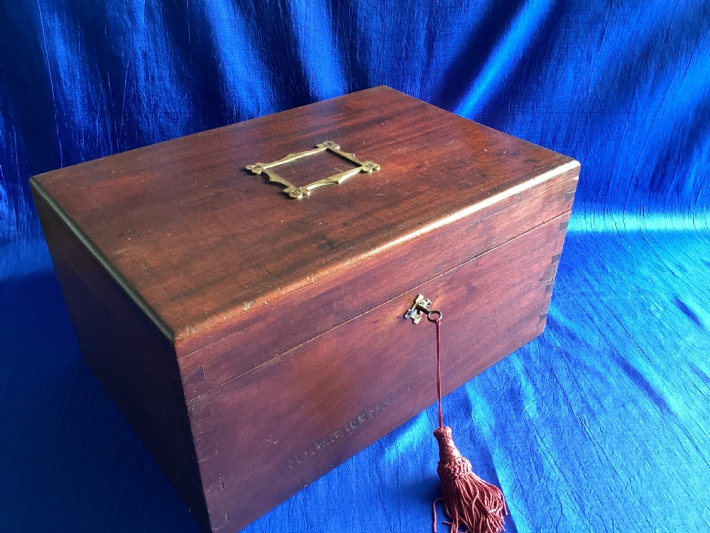 Antique mahogany deed box View VI