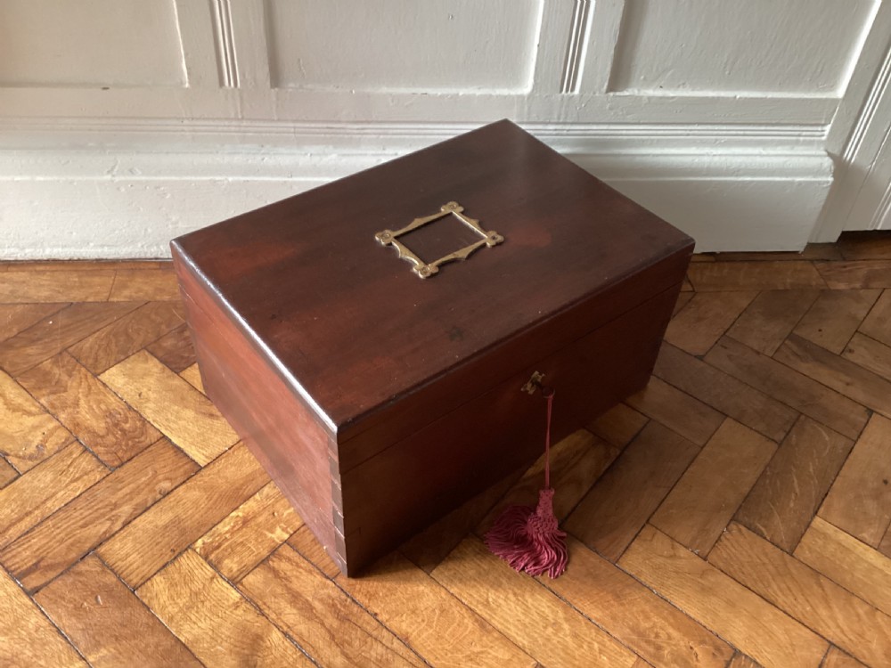 Antique mahogany deed box View XI