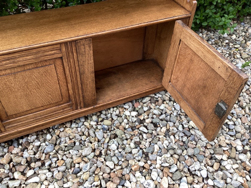 Antique Arts and Crafts Oak wall hanging cupboard View VI