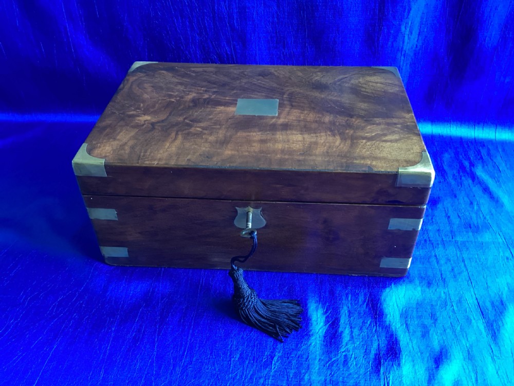 Victorian walnut brass bound writing slope
 View II