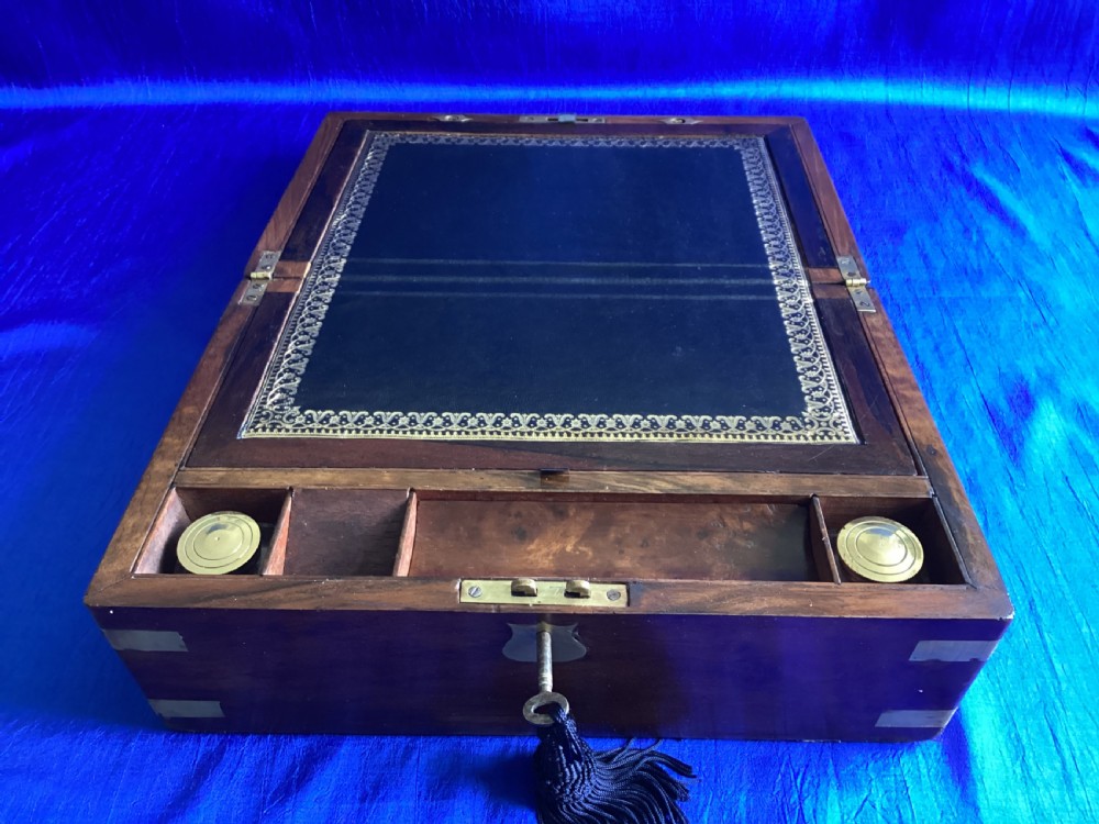 Victorian walnut brass bound writing slope
 View III