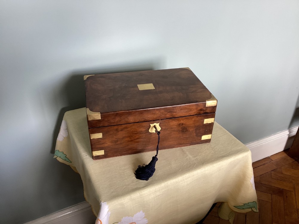 Victorian walnut brass bound writing slope
 View VIII