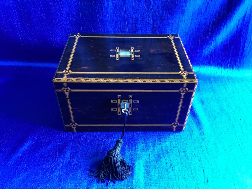 Victorian Coromandel parquetry jewellery keepsake box